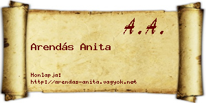 Arendás Anita névjegykártya
