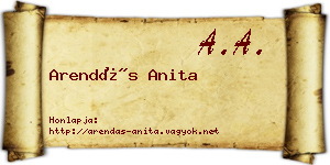 Arendás Anita névjegykártya