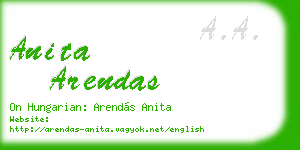 anita arendas business card